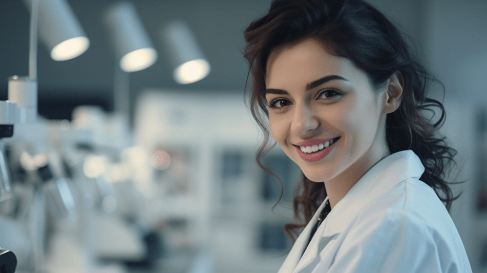 studentessa di scienze biologiche in laboratorio