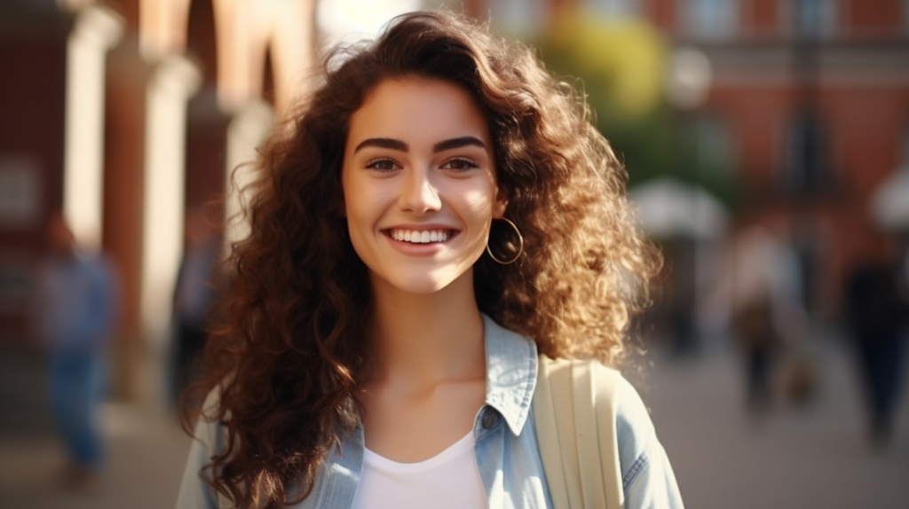 master beni culturali studentessa che sorride con zaino